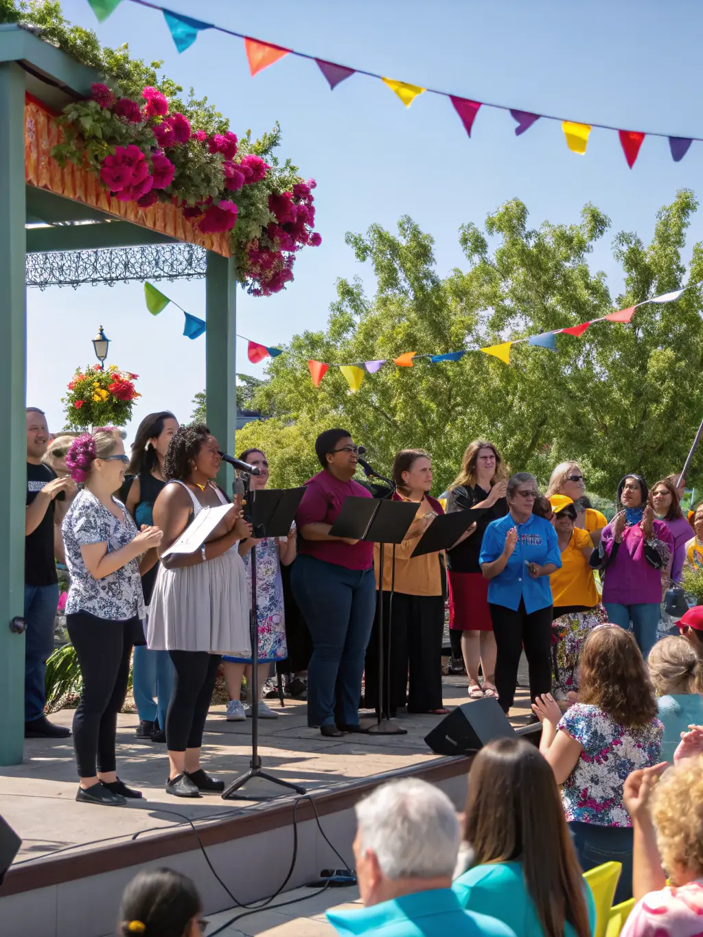 A picture of a community outreach event where SSB is performing for underserved populations, highlighting their commitment to inclusive access to the arts.